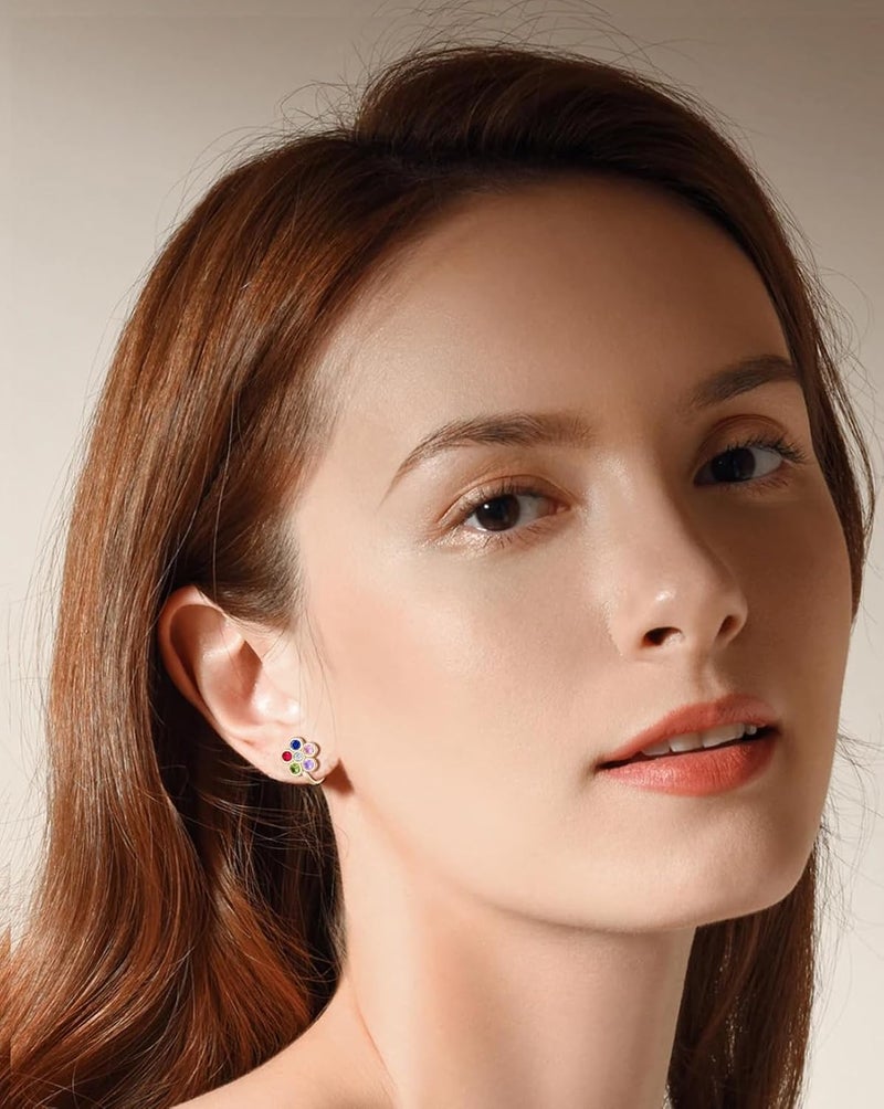 Tornito 10-15 Pairs Clip on Stud Earrings Non Pierced Teardrop Round Square CZ Pearl Twist Knot Flower Butterfly Heart Star Rainbow Cat Opal Clip on Earrings for Women - Image 3